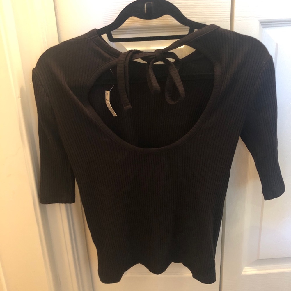 Madewell black open back shirt